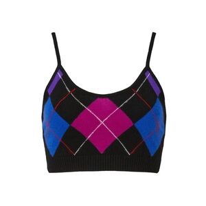 Le Superbe Argyle Gem knit Crop Top Size Small